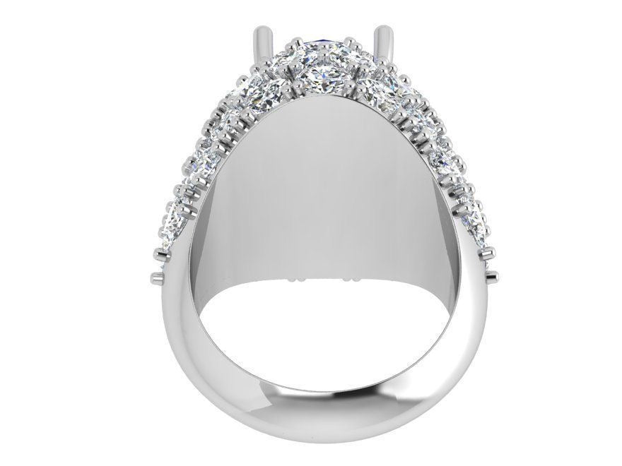 Golden Oval Sapphire Diamond Wide Ring