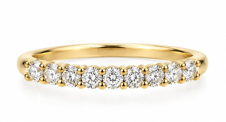 14K Yellow Gold Nine-Stone 3 mm Lab-Grown Diamond Ring