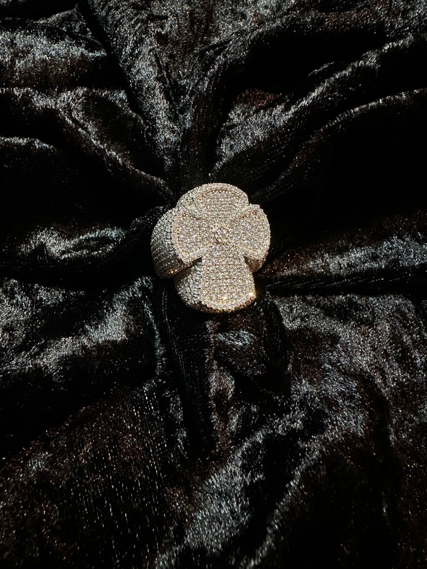 Silver Moissanites Cross Ring