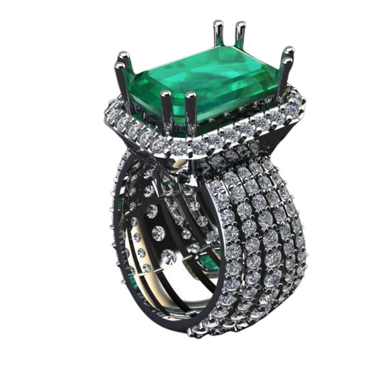 Golden Emerald Statement Ring