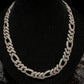 Silver Moissanites Figaro Chain 15mm 50cm