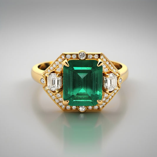 Special KVJ Design Emerald Diamond Ring