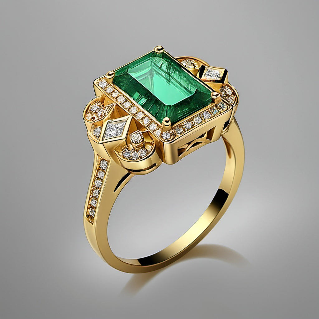 Special KVJ Design Emerald Diamond Ring