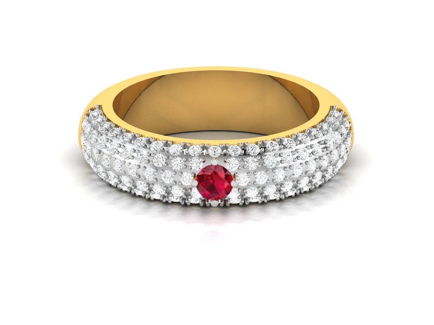 Ruby & Diamond Golden Ring Band