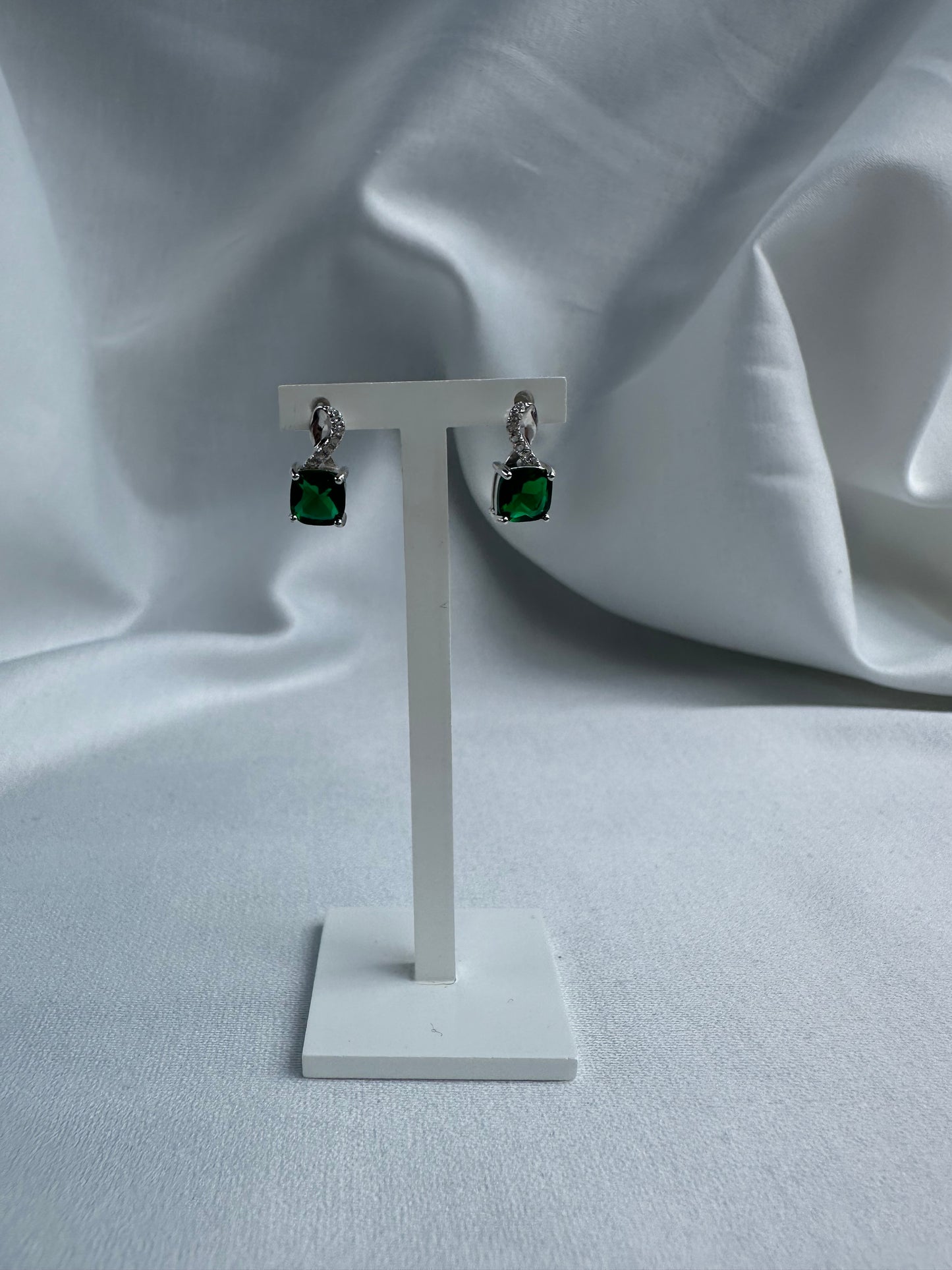 Silver Green Earrings