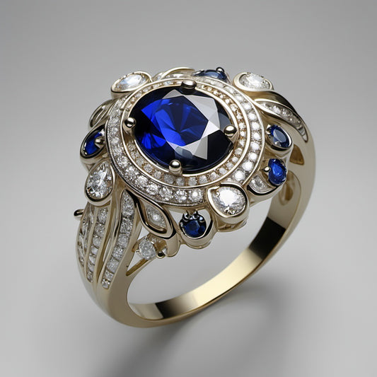 Special KVJ Design Sapphire Diamond Ring