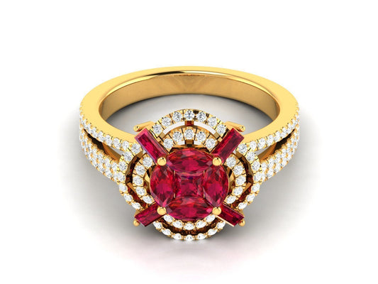 Golden Ruby ring with Diamonds