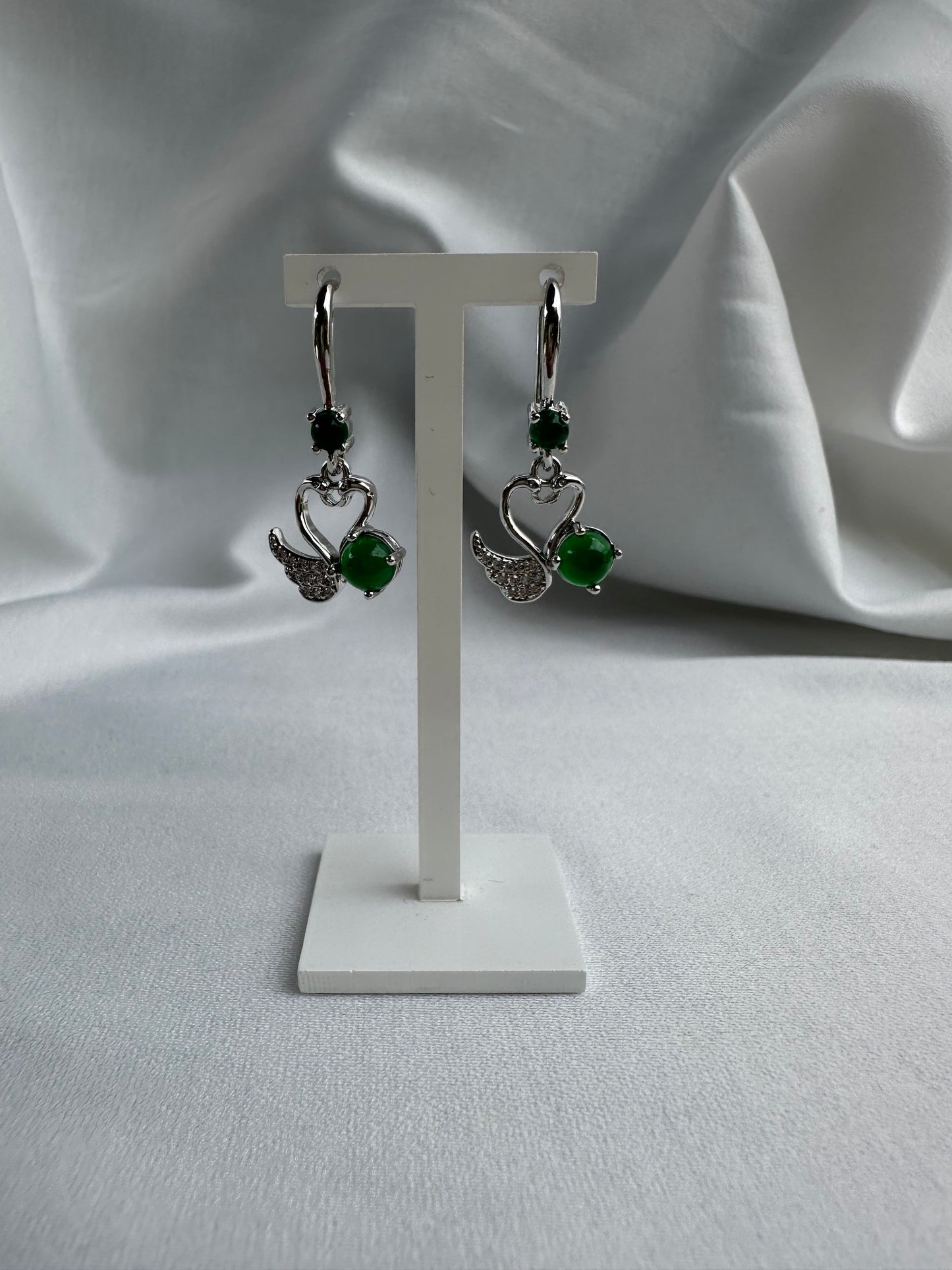 Silver Green Earrings