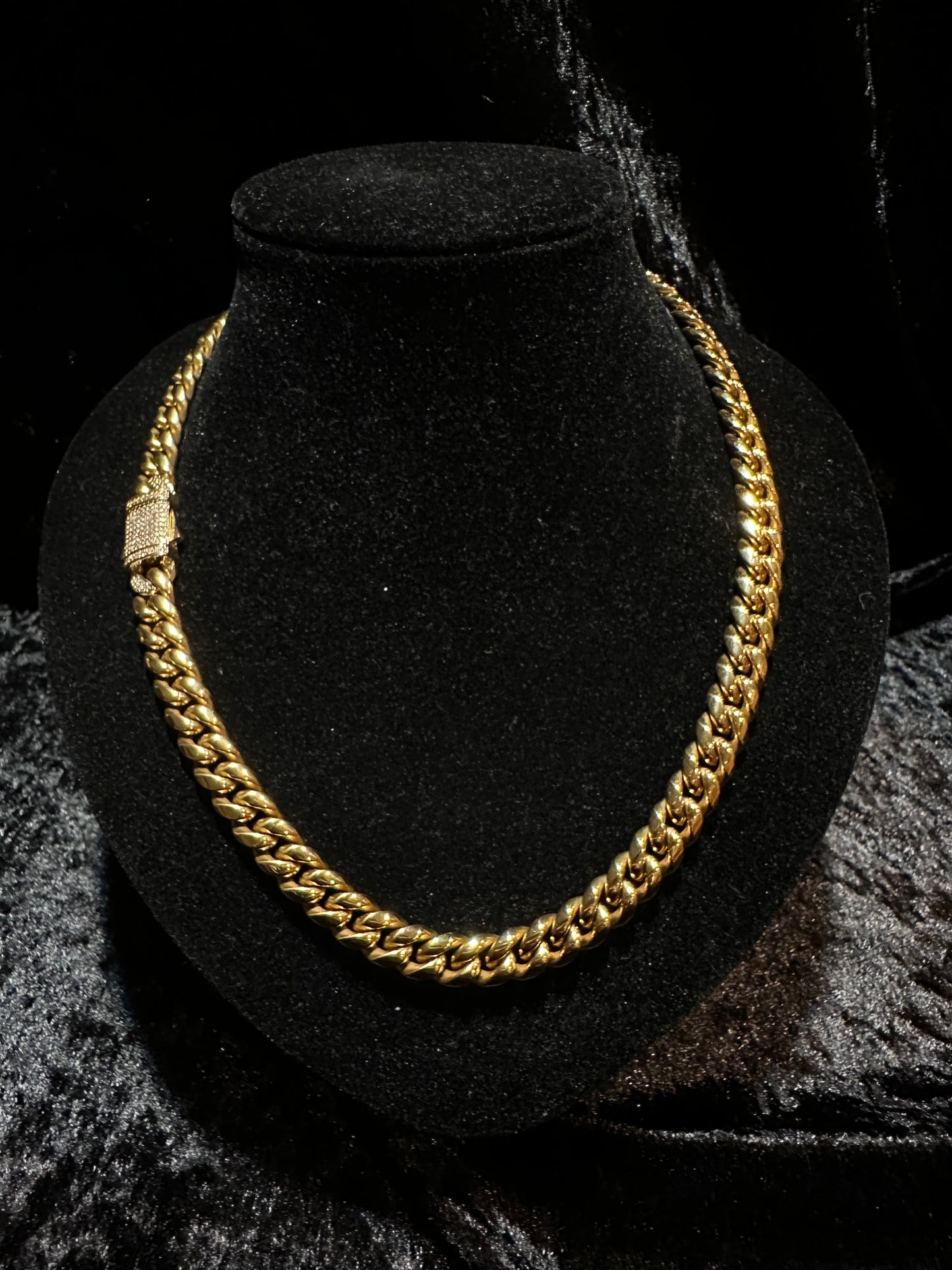 Silver Gold Plated 50cm 10mm Chain With Natural Diamonds