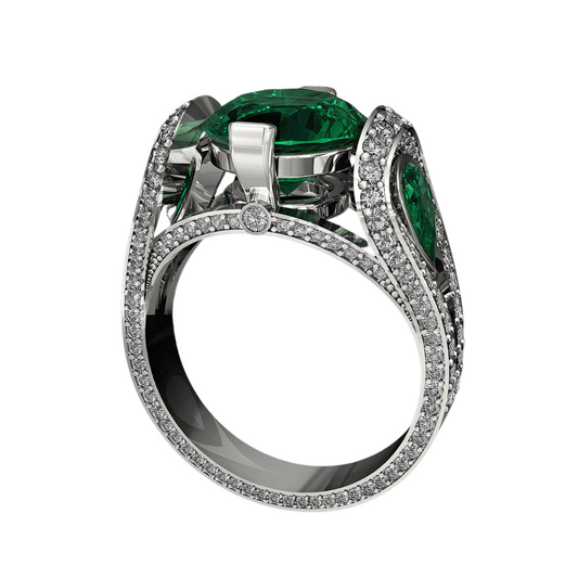 Special Golden Emerald Ring Design