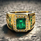 Special KVJ design Golden Emerald Ring