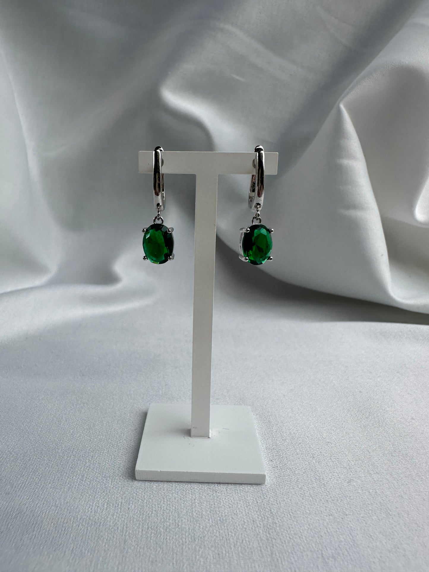 Silver Green Earrings