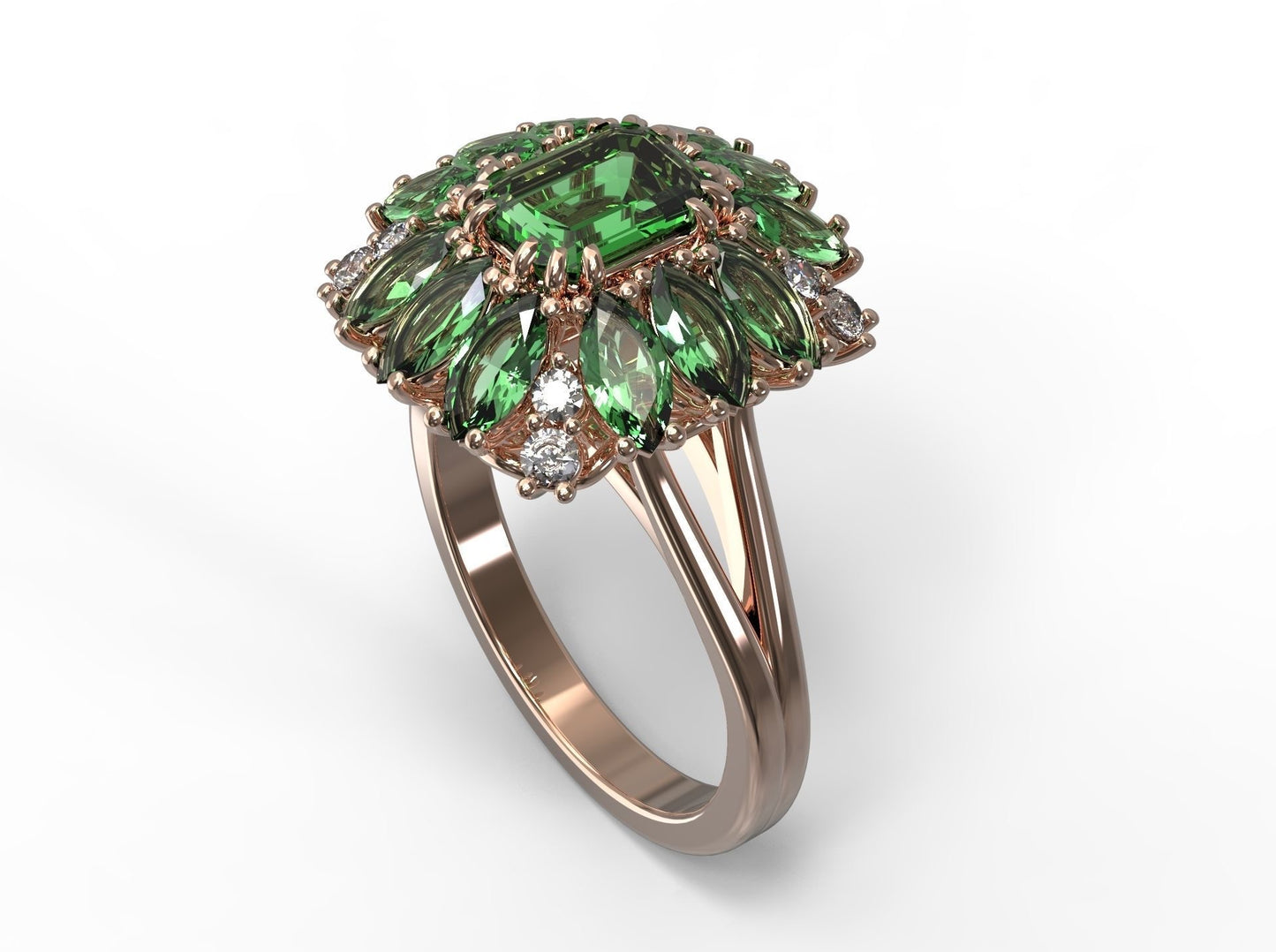 Golden Emerald Statement Ring