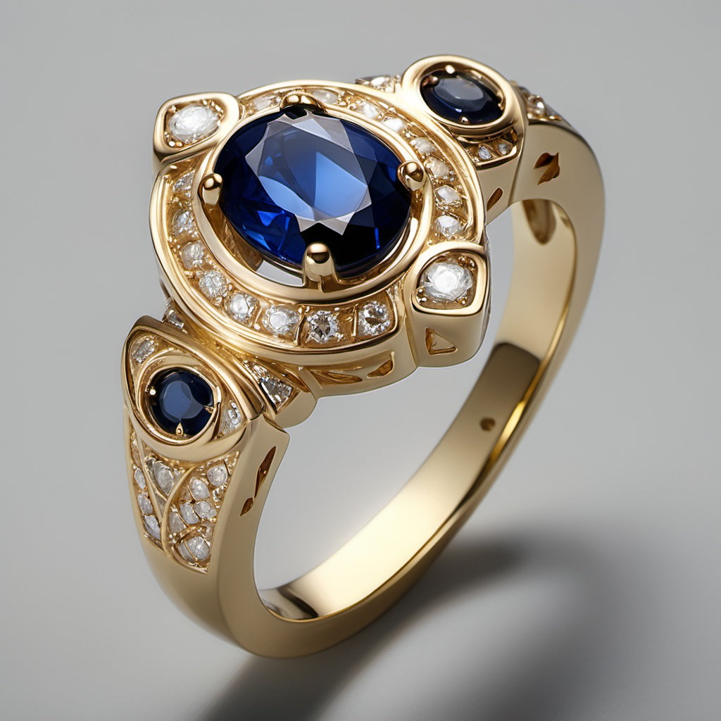 Special KVJ Design Sapphire Diamond Ring