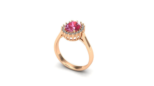 Golden Natural Ruby Halo Setting Ring