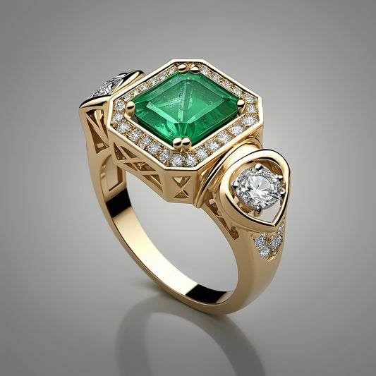 Special KVJ Design Emerald Diamond Ring