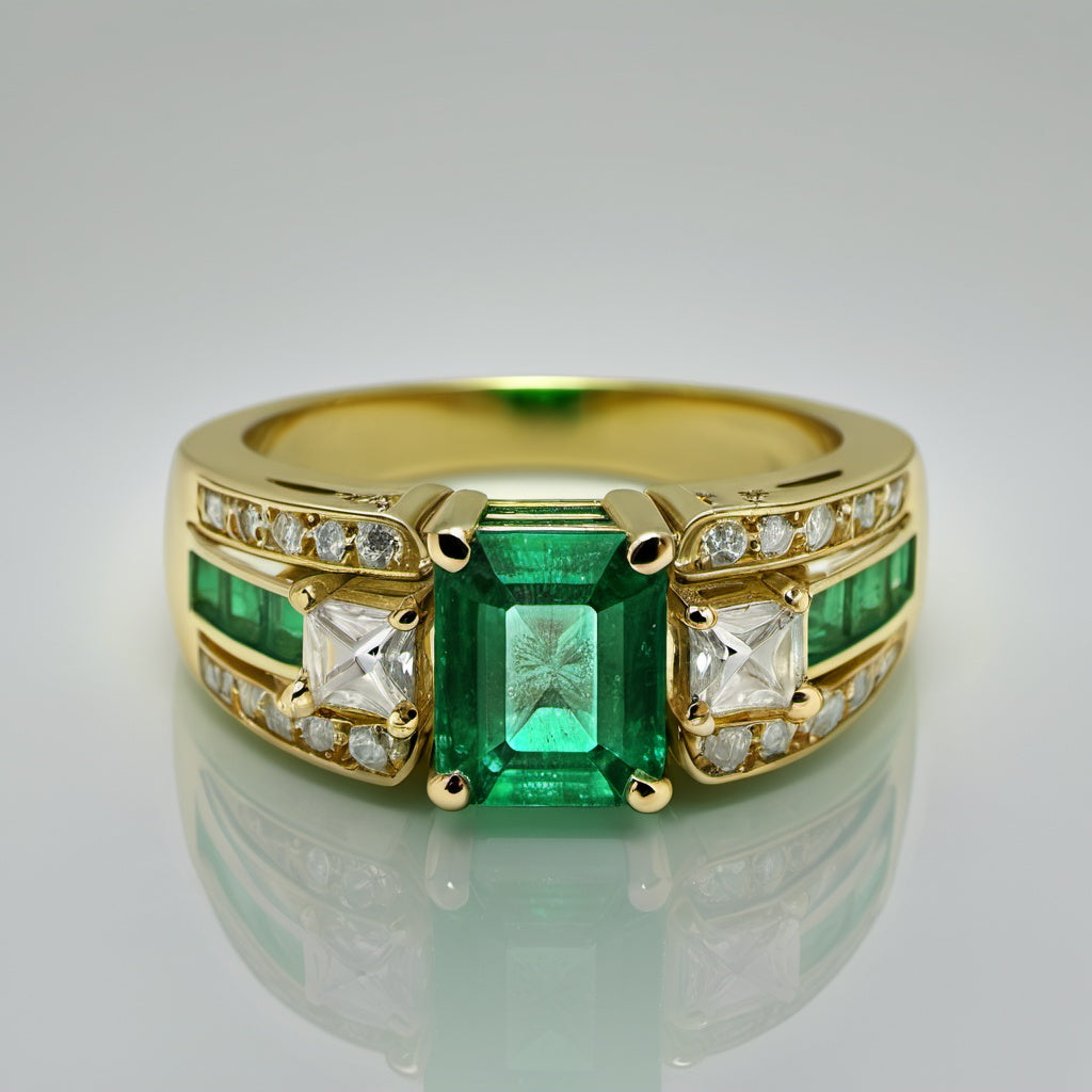 Special KVJ Design Emerald Diamond Ring