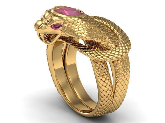 Golden Cobra Ruby Ring