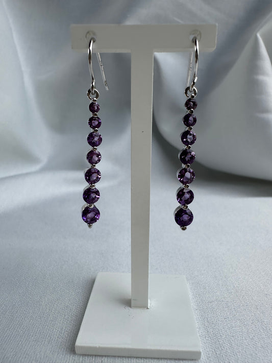 Silver Purple Earrings