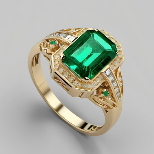 Special KVJ Design Emerald Diamond Ring