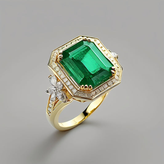 Special KVJ Design Emerald Diamond Ring