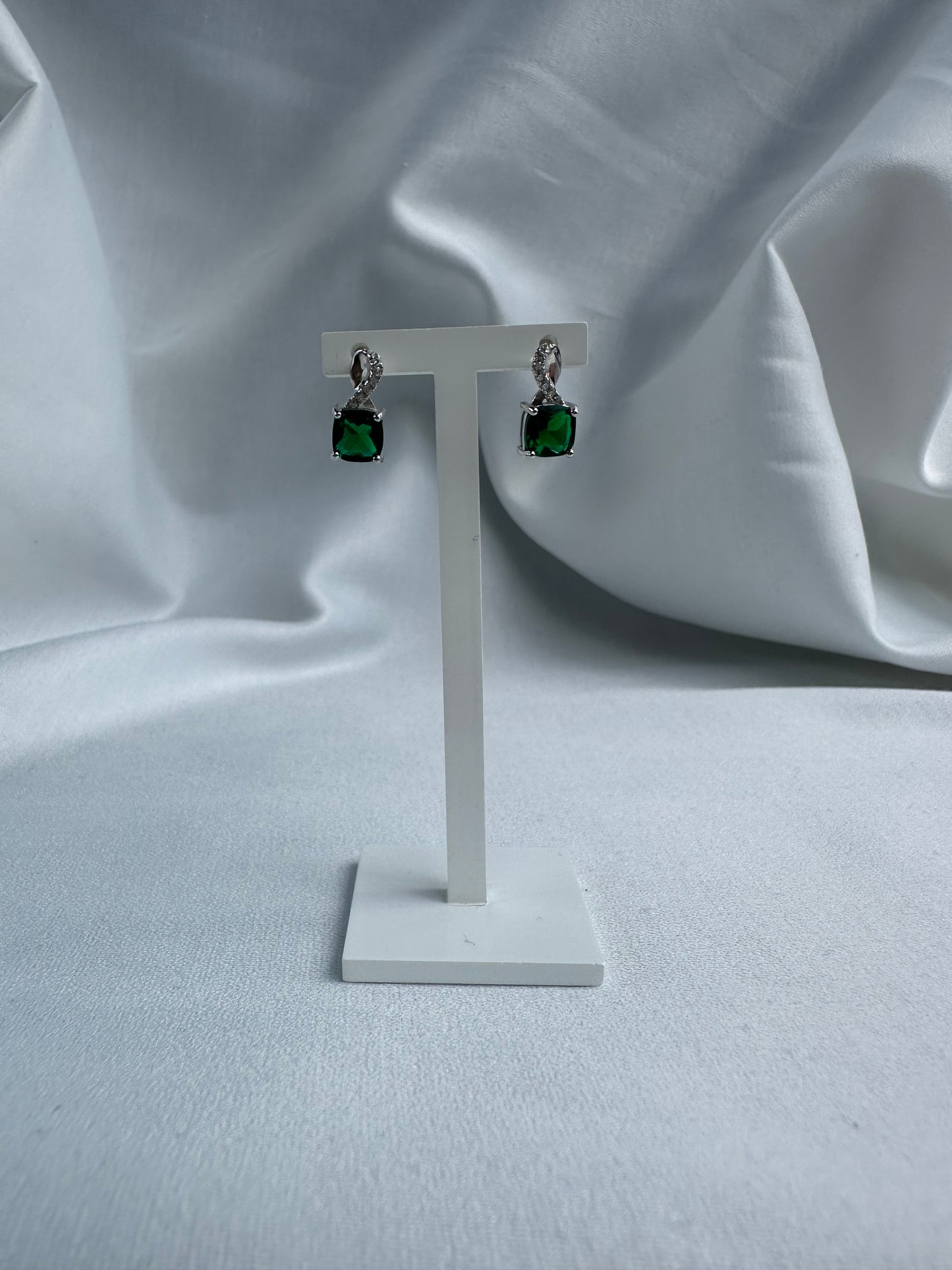 Silver Green Earrings