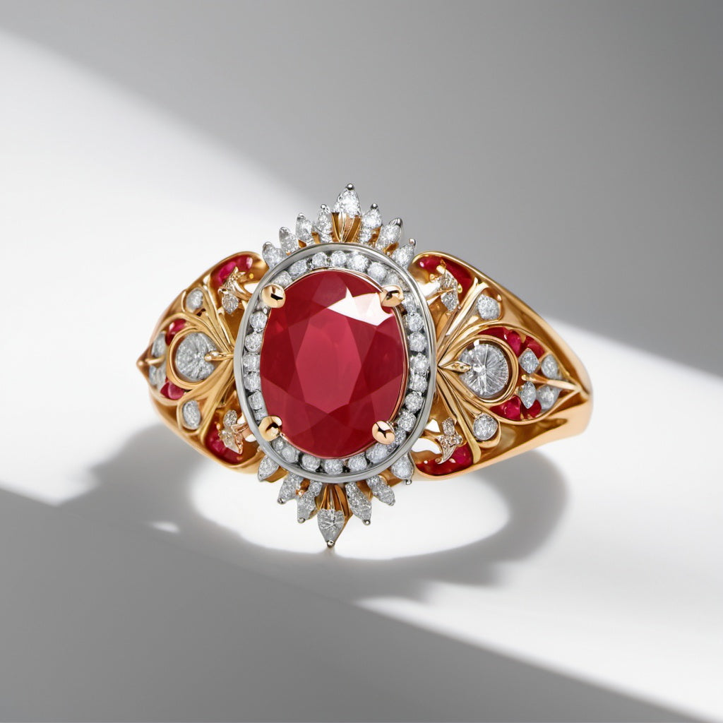 Special KVJ Design Ruby Diamond Ring