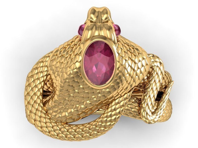 Golden Cobra Ruby Ring