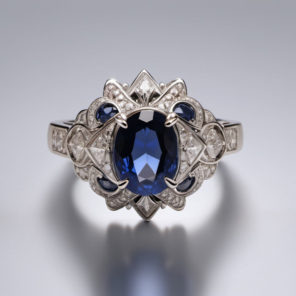 Special KVJ Design Sapphire Diamond Ring