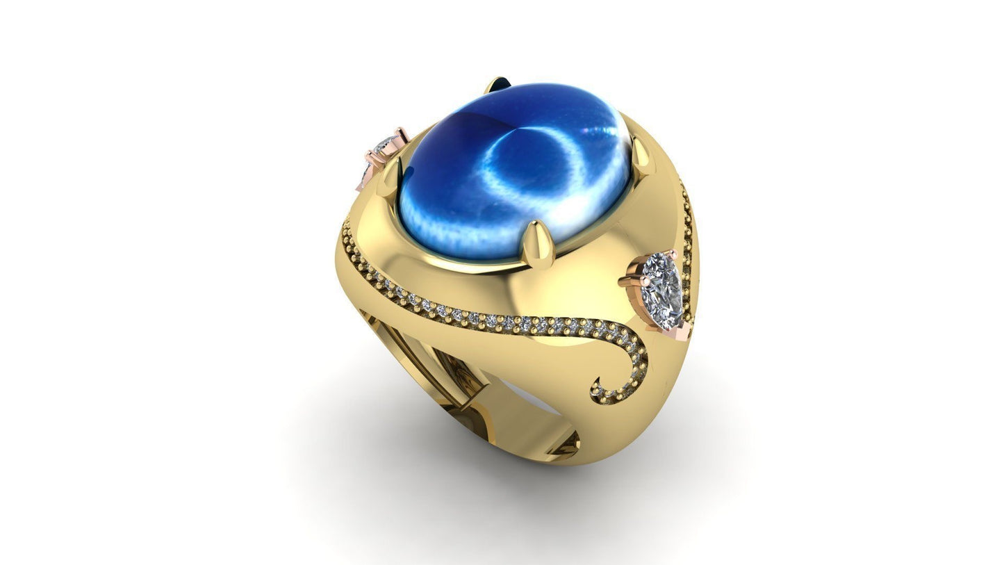 Golden Star Sapphire & Diamond Ring