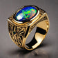 Special KVJ Design Black Opal Gold Ring