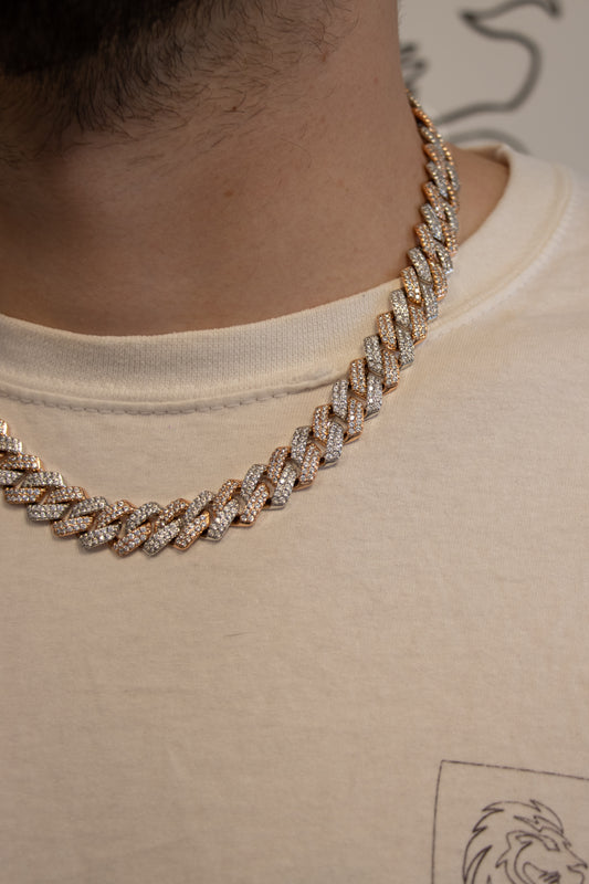 Silver Bi-Color Cuban Link Chain 10mm 50 cm