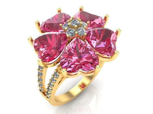 Natural Ruby Golden Heart Ring