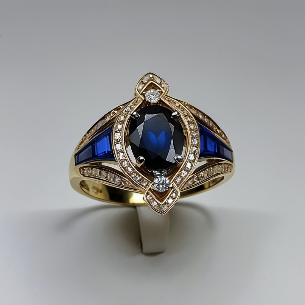 Special KVJ Design Sapphire Diamond Ring