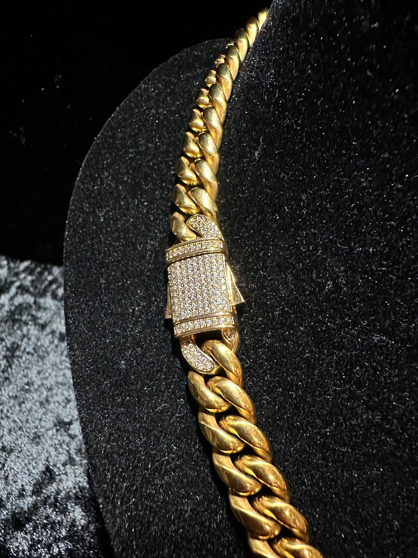 Silver Gold Plated 50cm 10mm Chain With Natural Diamonds