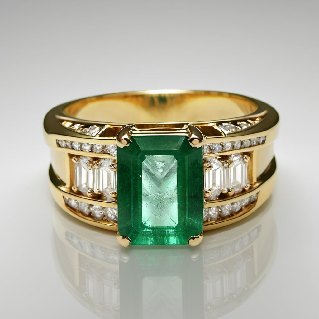 Special KVJ Design Emerald Diamond Ring