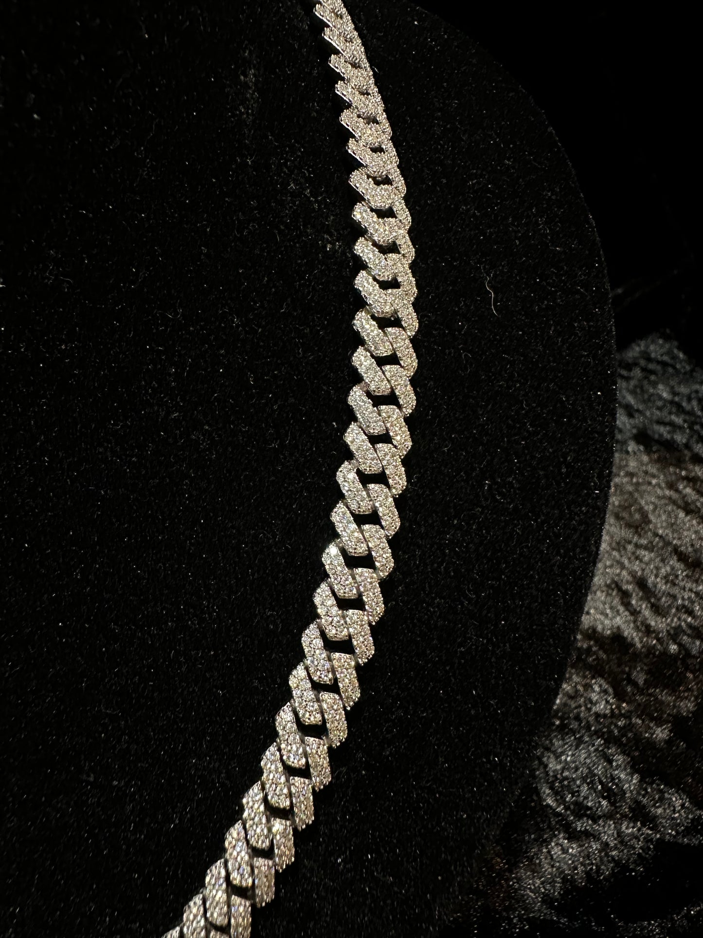 Silver Moissanites Cuban Link Chain 12mm 50cm