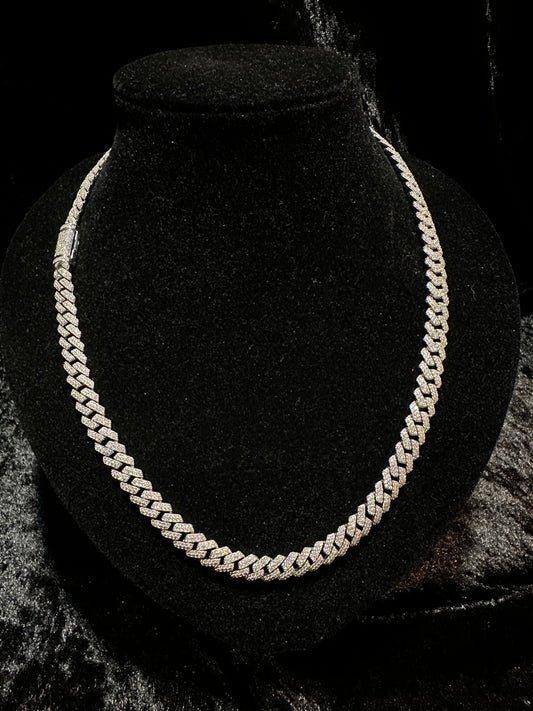 Silver Moissanites Cuban Link Chain 12mm 50cm