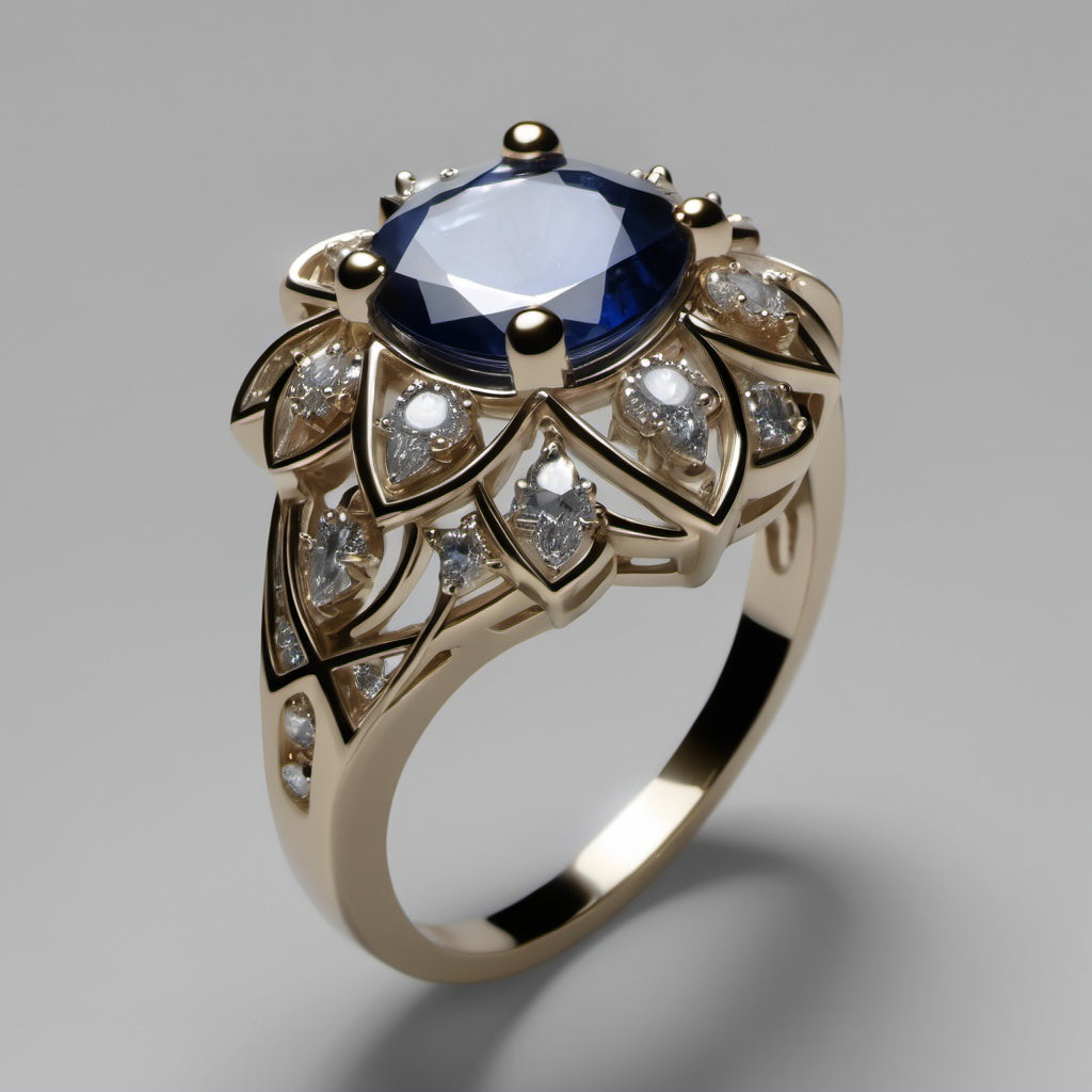 Special KVJ Design Sapphire Diamond Ring