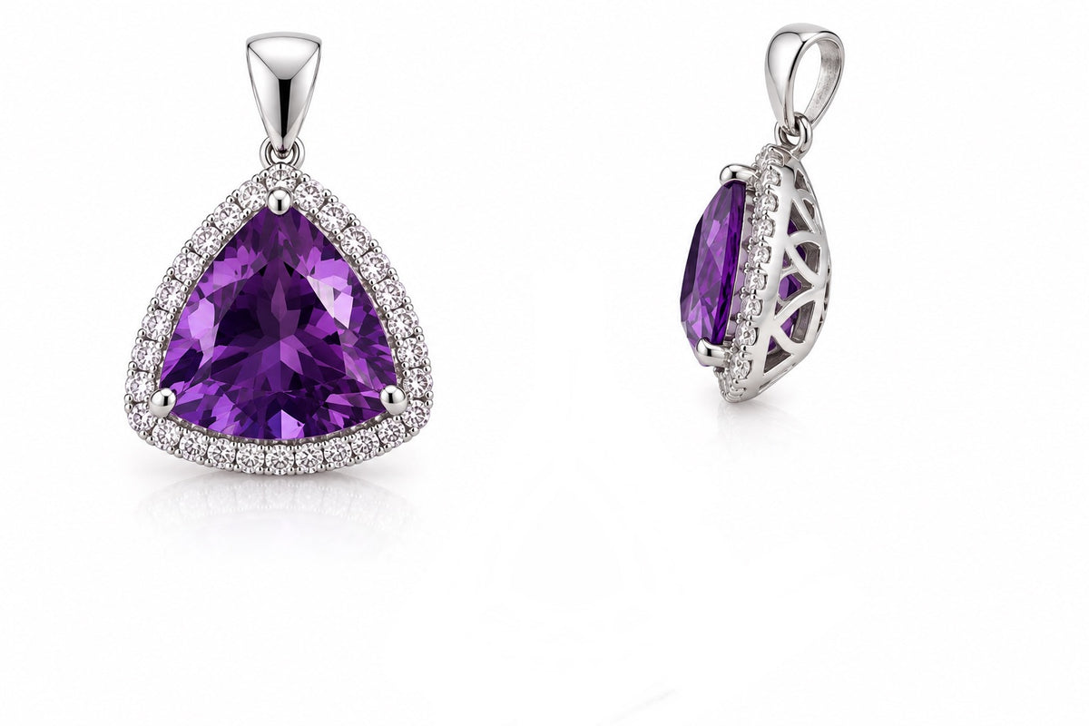 12.50ct African Amethyst Trillion-Cut Pendant