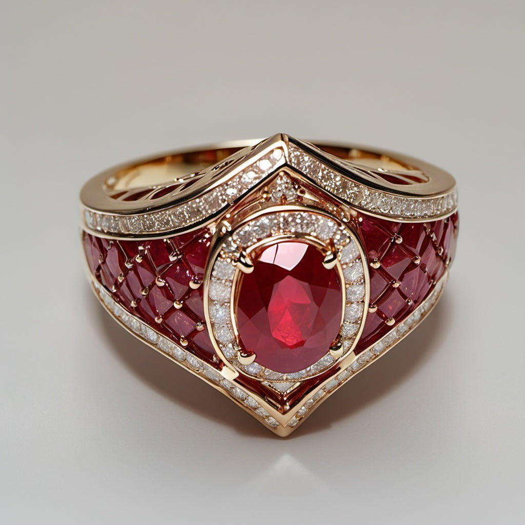 Special KVJ Design Ruby Diamond Ring