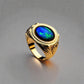 Special KVJ Design Black Opal Gold Ring