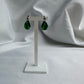 Silver Green Pear Shape Earrings