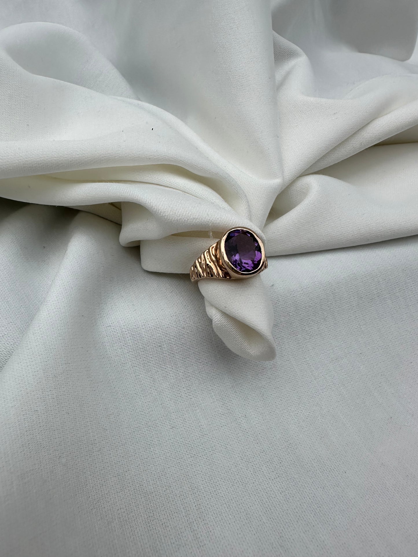 Natural Amethyst Ring (Gold Plated)