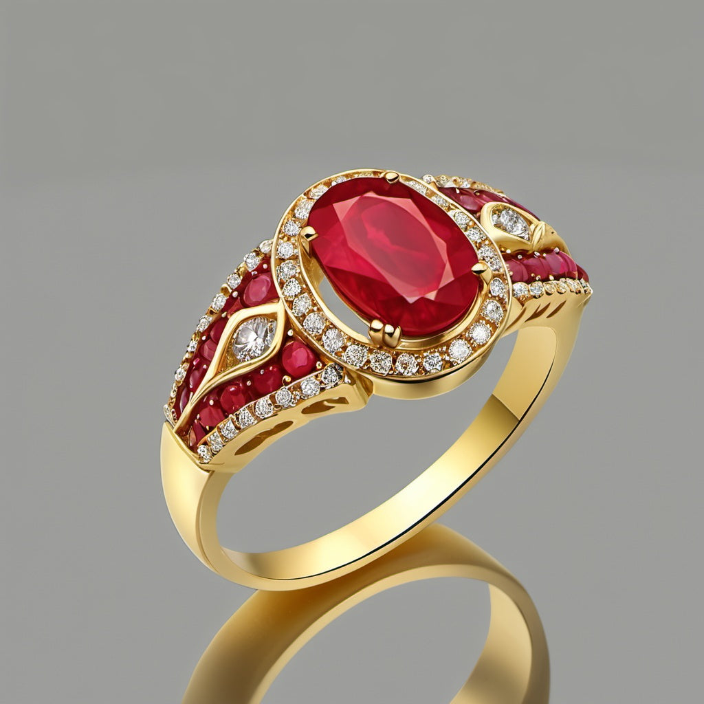 Special KVJ Design Ruby Diamond Ring