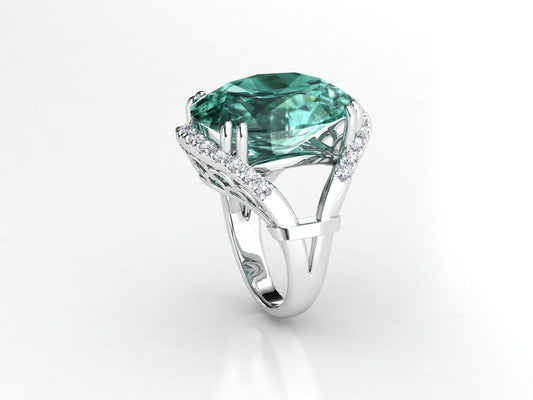 Golden Emerald & Diamond Ring