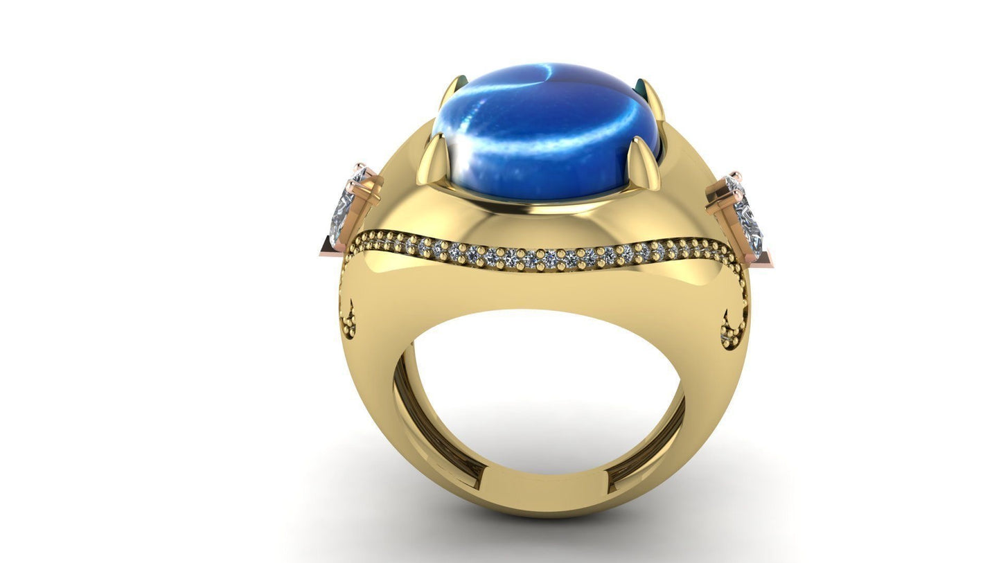 Golden Star Sapphire & Diamond Ring