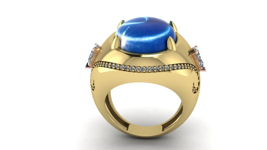 Golden Star Sapphire & Diamond Ring