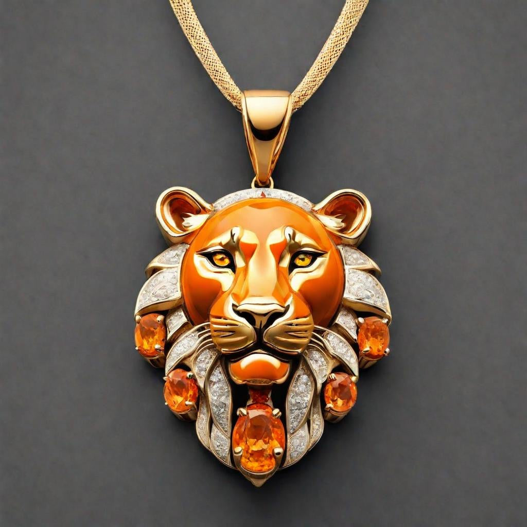 Special KVJ design Golden Painted Lioness Pendant