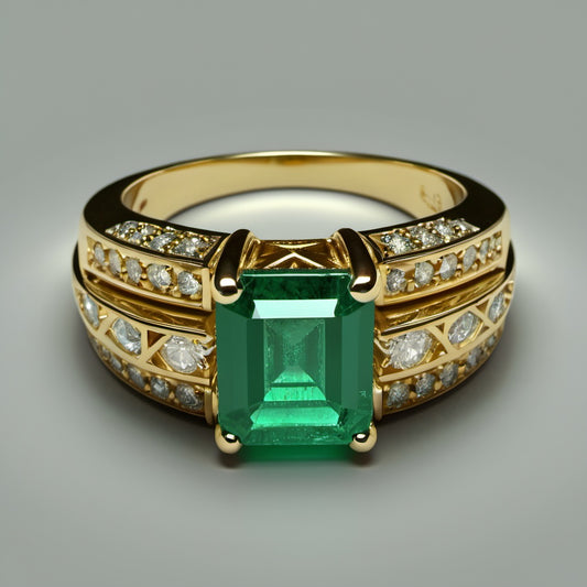 Special KVJ Design Emerald Diamond Ring